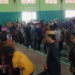 Suasana jalannya halal bihalal syawal di Gedung BPU Desa Marah Haloq.