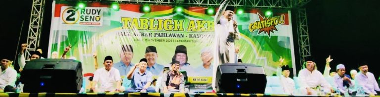 Rudy-Seno Kampanye Religi Tabligh Akbar Bersama Gus Muwafiq, 7.000 Jamaah Dukung GratisPol Jadi Gubernur Kaltim