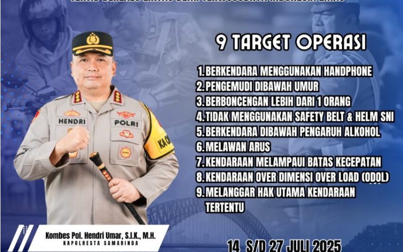 Operasi Patuh Mahakam 2025 Terjunkan 100 Personil Gabungan, Tindak Pelanggaran di Jalan