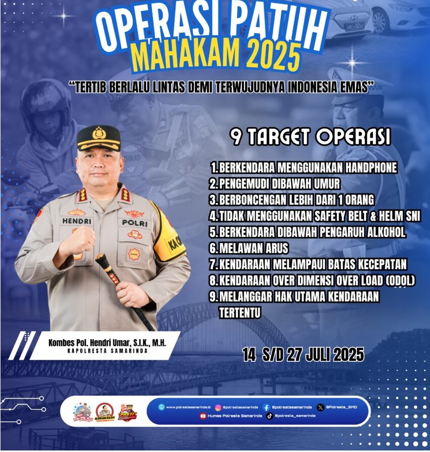 Operasi Patuh Mahakam 2025 Terjunkan 100 Personil Gabungan, Tindak Pelanggaran di Jalan