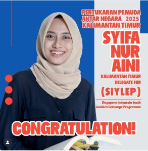 Syifa Nur Aini Wakil Kaltim Pertukaran Pemuda ke Singapura, Program SIYLEP Kemepora-Dispora