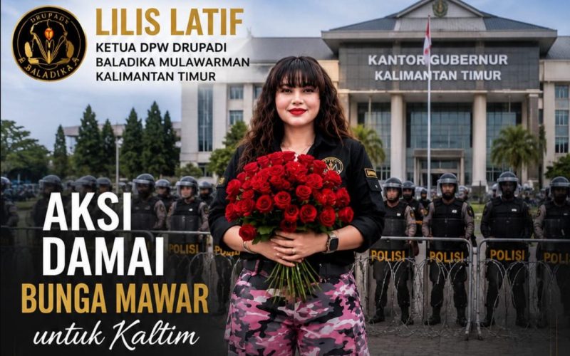 Drupadi Baladika Dukung Demo di Depan Kantor Gubernur Kaltim, Bagikan Ratusan Mawar Sebagai Penyejuk